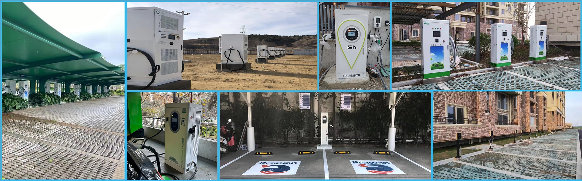 Multiple EV charging station installations in urban and rural environments