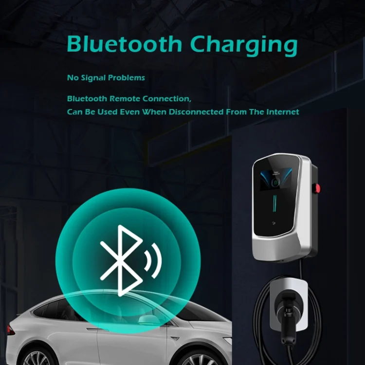 A 7kW electric vehicle charger with a user-friendly interface and advanced features, ideal for home installations.