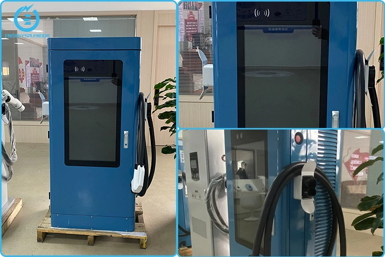 Modern EV charging station design featuring a touch screen and ergonomic layout.