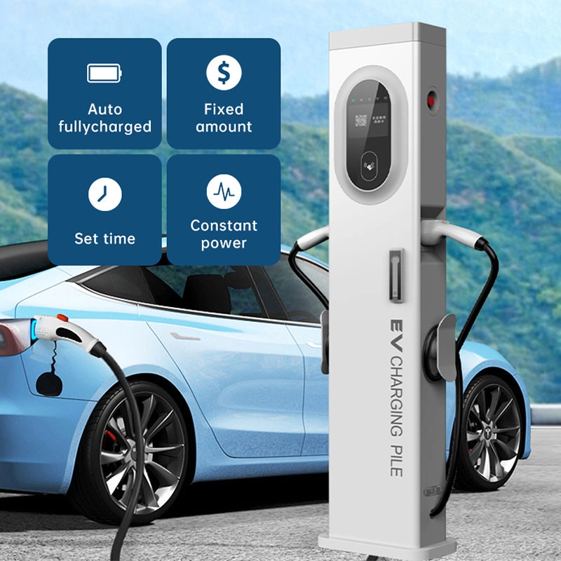 EV AC charging pile with smart functions like auto full charge, fixed price, timer, and constant power.